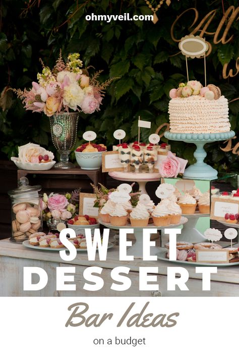 Sweet Dessert Bar Ideas On A Budget ~ Oh My Veil Dessert Bar Ideas, Wedding Dessert Bar, Summer Reception, Urban Wedding Venue, Wedding Dessert, Wedding Venue Inspiration, Dessert Bar, Space Wedding, Urban Wedding