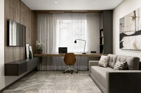 Office Tv Room Combo, Home Office With Sofa, Living Room Office Combo, Bedroom Office Combo, Guest Bedroom Home Office, Home Office/guest Room, Modern Home Offices, Small Home Offices, Office Guest Room