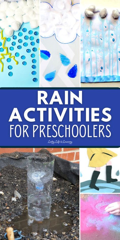 When the rain starts pouring outside, it's the perfect opportunity to spend time with your child. And it's better to do things that are educational and fun like these Rain Activities for Preschoolers. Perfect for your homeschool weather lesson and a great addition to your homeschool spring activities for kids! Rain Activities, Fun Preschool Activities, Spring Activities For Kids, Weather Activities Preschool, Weather Activities For Kids, Kids Stem Activities, Chemistry For Kids, Weather Lessons, Spring Lessons