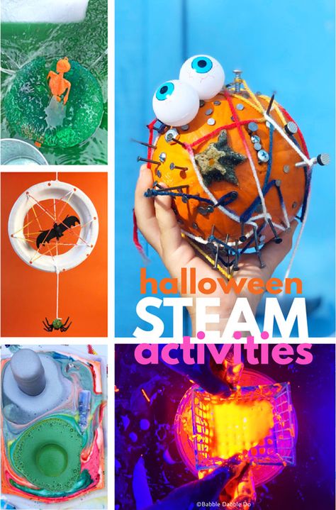 Easy STEAM Activities Perfect for Halloween - Babble Dabble Do Halloween Steam Activities, Easy Steam Activities, Steam Activities Elementary, Babble Dabble Do, Elementary Stem Activities, Activities Elementary, Steam Ideas, Halloween Science, Kids Wedding Activities