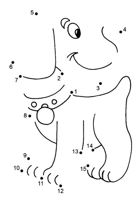 Dog Dot to Dot Coloring Pages for Kids Dot Coloring Pages, Oppgaver For Barn, Dot To Dot Printables, Dots Free, Dot Worksheets, Dot To Dot, Math Coloring, Preschool Printables, Connect The Dots