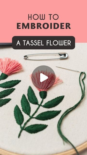 Tassel Flower Embroidery, 3d Flower Embroidery Tutorial, 3d Embroidery Tutorial, How To Embroider Flowers Videos, Hand Embroidered Flowers Tutorials, Hand Embroidery Flowers Tutorial, Embroidered Flowers Tutorial, How To Embroider, 3d Embroidery Techniques