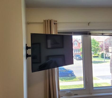 Sometimes we need more than just a shelf or simple mount. Many houses have spaces that would benefit from a proper mount that can allow you to move the tv around. Our customer was so happy with this. Tv Mounting, Mounted Tv, A Shelf, So Happy, We Need, Shelves, Bedroom, Tv