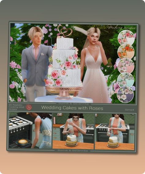 Sims 4 Food CC: Beautiful Wedding Cakes Adorned with Roses Wedding Sims 4 Cc, Wedding Cakes With Roses, Cakes With Roses, Sims 4 Food Cc, Sims Wedding, Mod Jacket, Sims 4 Cc Download, Wedding Cake Roses, Food Wedding