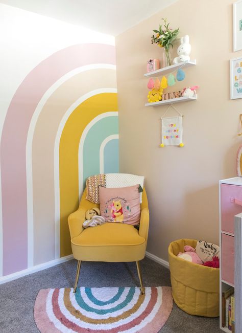 Rainbow Themed Baby Nursery Decor & Life Update - Paige Joanna Rainbow Bedroom, Ideas Habitaciones, Toddler Girl Room, Rainbow Room, Nursery Room Inspiration, Toddler Rooms, Nursery Baby Room, Toddler Bedrooms, In The Corner