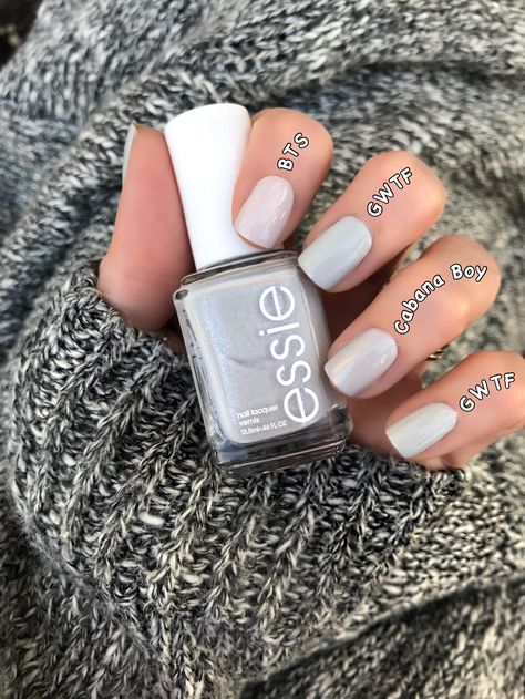 Comparison swatches of Essie Between the Seats, Go with the Flowy and Cabana Boy!! Perfect winter nail shades!!! Essie Between The Seats, French Tip Manicure, Easy Manicure, Prom Hair Updo, Pretty Nail Designs, Nails For Kids, Ring Finger, Videos Design, Fabulous Nails