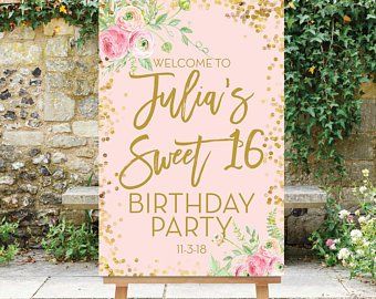 Wedding Cutlery, 16th Birthday Invitations, Birthday Welcome Sign, Large Wedding, Sweet Sixteen Parties, Sweet 16 Birthday Party, Bridal Shower Welcome Sign, Welcome Poster, Sweet 16 Parties