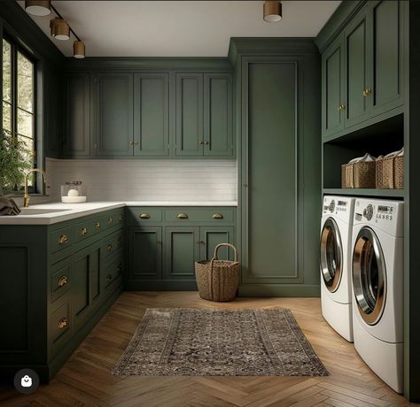 Green Utility Room, Full House Renovation, Black Laundry, Prospect House, Entertaining Kitchen, Bathroom Design Decor, Boot Room, Kitchen Pendants, Utility Rooms