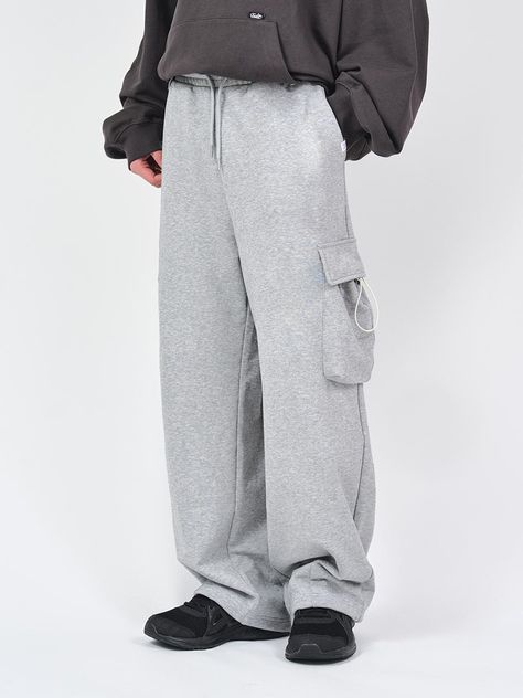 These are wide cargo sweatpants with high-density terry fabric and cotton poly blend for a comfortable fit.  - Adjustable string on hem- Semi-wide fit- Big cargo pocket- Daily item Cargo Sweatpants Outfit, Fire Clothes, Cargo Sweatpants, Sweatpants Outfit, Grey Sweatpants, Mens Pants Fashion, Terry Fabric, Cargo Pocket, Fashion Attire