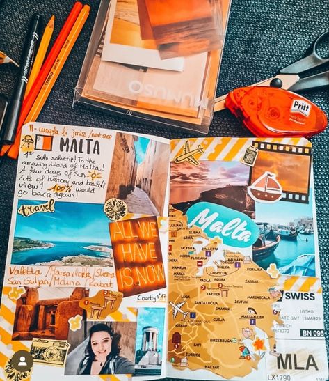 Journal Elements, Album Photo Scrapbooking, Modern Art Canvas Painting, Travel Journal Scrapbook, Holiday Scrapbook, Diy Travel Journal, Budapest Travel, Travel Album, Collage Scrapbook