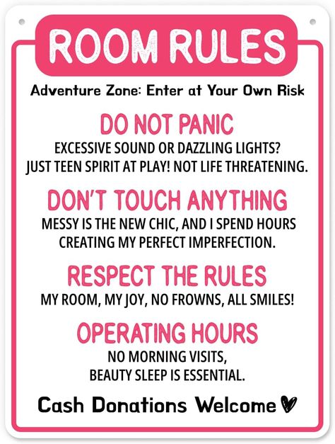 Room Door Decor, Signs Of Genius, Girls Bedroom Accessories, Room Rules, Preppy Bedroom, Bedroom Door Signs, Easy Room Decor, Bedroom Pink, Holiday Room