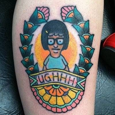 Tina Belcher Tattoo, Tina Tattoo, Goodness Tattoo, Burger Tattoo, Bobs Burgers Tattoo, Bobs Burgers Tina, Bobs Burger, Tina Belcher, Delicate Tattoo