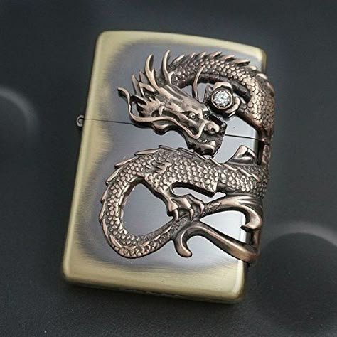 Dragon Lighter, Lighter Aesthetic, Zippo Art, Zippo Collection, Year Of Dragon, Dark Rock, Dragon Light, Custom Lighters, Metal Lighter