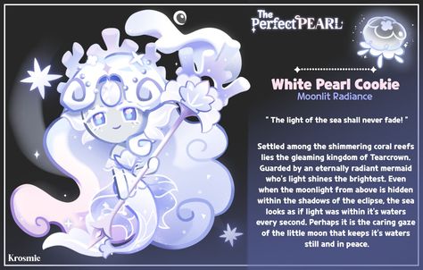 White Pearl Cookie X Lord Oyster, Eternal Sugar Cookie, White Pearl Cookie, Cookie Run Ocs, Cookie Run Kingdom Oc, Black Pearl Cookie, Cookie Run Oc, Crk Oc, Cookie Costume