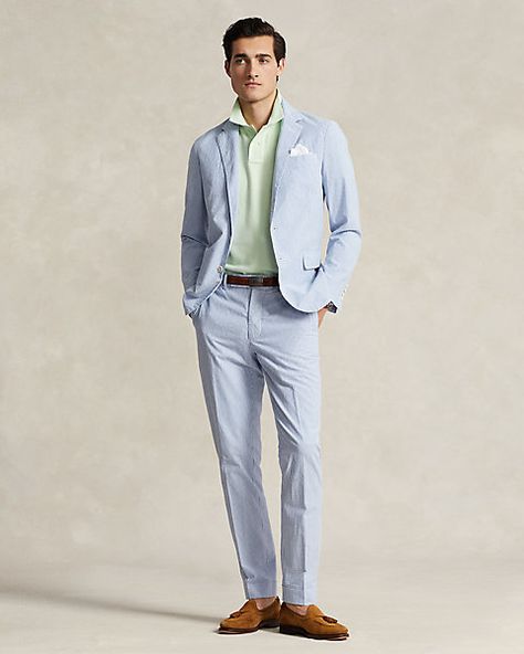 Polo Soft Modern Seersucker Suit Jacket Pastel Preppy Outfit Men, Bow Tie Outfits Men, Preppy Outfits Men, Classic Preppy Style, Seersucker Suit, Birthday Inspiration, Preppy Men, Soft Modern, Pastel Outfit