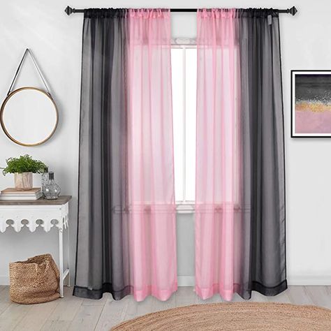 Basement Wedding, Pink Sheer Curtains, Ombre Curtains, Pink Curtains, Curtains For Bedroom, Voile Curtains, Pink Sheer, Black Curtains, Wedding Background