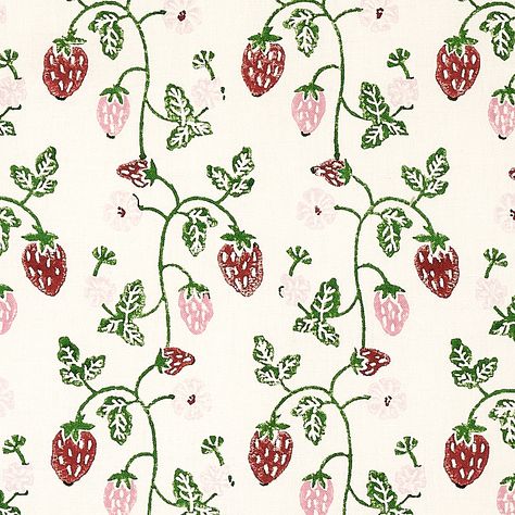 STRAWBERRY HAND BLOCK PRINT Flame Test, Schumacher Fabric, Block Print Fabric, Wild Strawberries, Contemporary Fabric, Quilted Sham, Hand Block Print, Block Printing Fabric, Kids Rooms