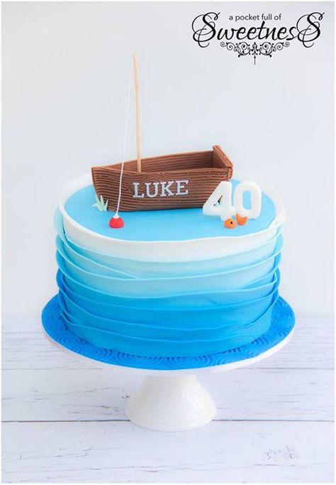 Boat Cake Topper, Happy Birthday Husband Quotes, Boat Cake, 51 Birthday, Fishing Birthday Party, Happy Birthday Husband, 30 Birthday Cake, Happy 40th, Fishing Birthday