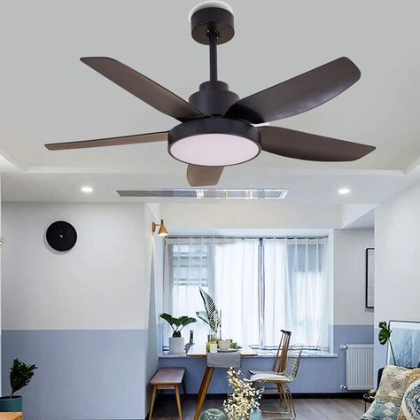 Simple Ceiling Fan, Coffee Shop Lighting, Ceiling Fan Light Fixtures, Fan Light Fixtures, Best Ceiling Fans, Black Ceiling Fan, Ceiling Fan Light, Living Room Restaurant, Flush Mount Ceiling Fan