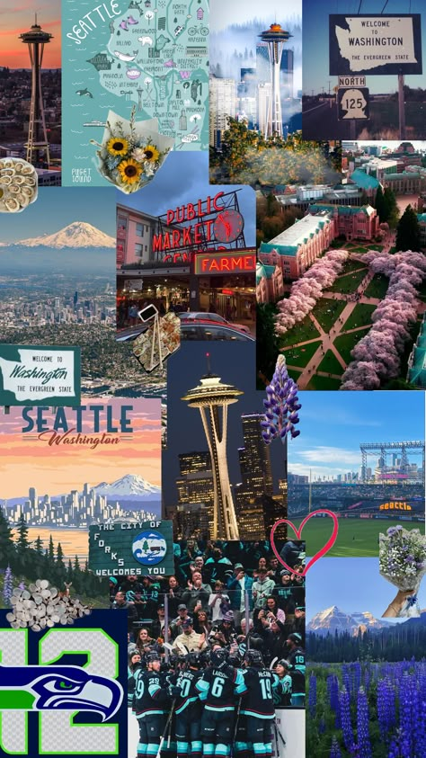 By Seattle Krakens #1 Fan Seattle Washington Aesthetic, Seattle Aesthetic, Washington Lakes, 2025 Manifestation, City Core, Seattle Travel, Sleepless In Seattle, Vision Board Pics, Dream Trips