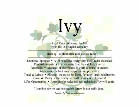 Ivy Meaning, Ivy Name, Ivy Girl, Old English Names, Rare Baby Names, Vision Book, Ivy Vine, English Name, Pretty Princess