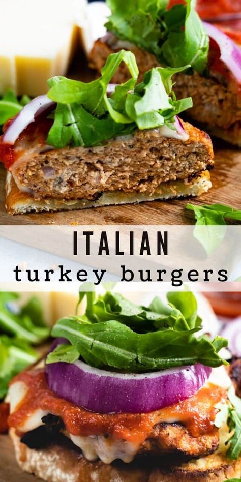 These Italian Turkey Burgers are not your average turkey burgers! They are loaded with flavor, grilled until done and served on toasted garlic bread. The best twist when you want Italian flavors but not a pasta dish. Italian Turkey Burger, Burgers On The Stove, Ground Turkey Burgers, Turkey Burger Recipe, Easy Burger Recipe, Garlic Toast, Italian Turkey, Vegetarian Barbecue, Turkey Burger Recipes