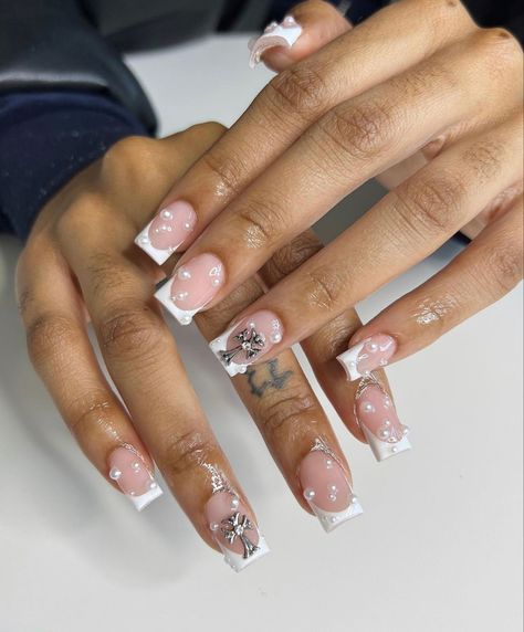 Nails With Charms, Black Acrylic Nails, Drip Nails, Dope Nail Designs, Short Square Acrylic Nails, Short Acrylic, Acrylic Nails Coffin Pink, Nail Idea, Unique Acrylic Nails