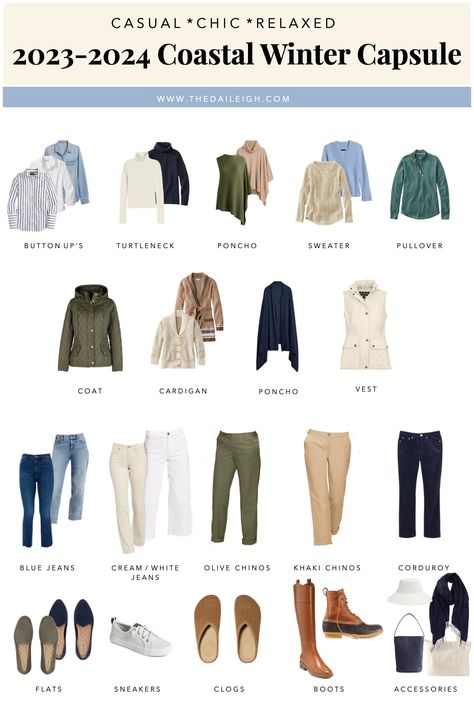 2023-2024 Coastal Winter Capsule Wardrobe — THE DAILEIGH Gm Aesthetic, Coastal Wardrobe, Coastal Winter, Build Wardrobe, Grandmother Style, Mom Wardrobe Essentials, Valentines Day Outfits, Capsule Wardrobe Planning, Wardrobe Building