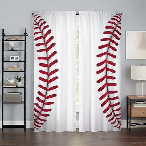 Temu | Explore the Latest Clothing, Beauty, Home, Jewelry & More Baseball Room Ideas For Boys, Baseball Bedroom Ideas, Baseball Curtains, Baseball Room Decor, Drapery Treatments, Baseball Bedroom, Sliding Curtains, Sports Nursery, 3d Curtains