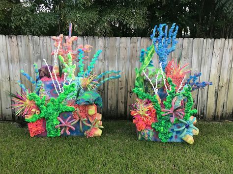 Coral diy Pool Noodle Coral Reef, Pool Noodle Coral, Little Mermaid Decorations, The Little Mermaid Musical, Under The Sea Decorations, Ocean Birthday Party, Ocean Birthday, 2nd Birthday Party, Pool Noodle