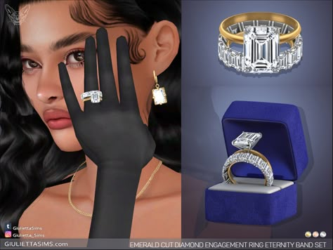 Sims 4 Nails, Eternity Band Set, Sims 4 Piercings, Sims 4 Studio, Sims 4 Cc Shoes, Emerald Cut Diamond Engagement Ring, Sims 4 Cc Makeup, Sims 4 Game Mods, Sims 4 Body Mods