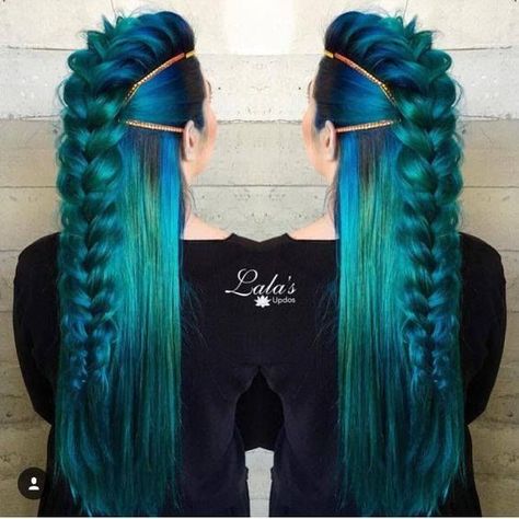 Nails Mermaid, Mermaid Effect, New Braided Hairstyles, Green Hair Dye, Mermaid Nail, Colors Nails, Mermaid Nails, Ideas Nails, Bohol