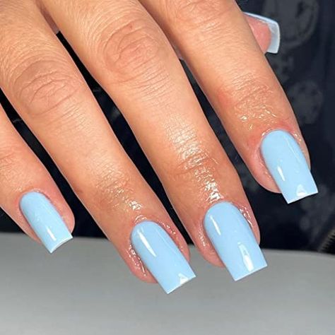 Summer Glossy Baby Blue Press on Nails Medium Short Square,Xcreando Salon Like Coffin Fake Nails Glue on, Stick on Nails for Women,Natural Press-on Nails for Gails 24PCS Solid Color Gel Nails, Blue Diamond Nails, Blue Spring Nails, Medium Coffin Nails, Long Nails Almond, Light Blue Nail Designs, Almond Stiletto, Blue And Silver Nails, Sky Blue Nails