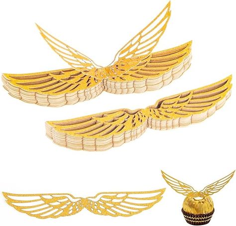 Amazon.com: 50Pcs Golden Snitch Wings Chocolate Decoration, Coldairsoap Happy Easte Cupcake Toppers Party Chocolate Wings Decor with 50pcs Glue Dots Wizard Party Golden Snitch Cake Toppers for Themed Party : Grocery & Gourmet Food Golden Snitch Wings, Golden Snitch Cake, Snitch Cake, Wings Decor, Chocolate Decoration, Wizard Party, Harry Potter Theme Party, Golden Wings, Golden Snitch