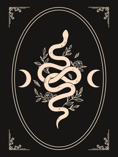 Witchy Snake Art, Celestial Snake Art, Celestial Snake Tattoo, Witchy Phone Backgrounds, Dark Witchy Aesthetic, Witchy Images, Witchy Background, Witchy Decorations, Witchy Prints