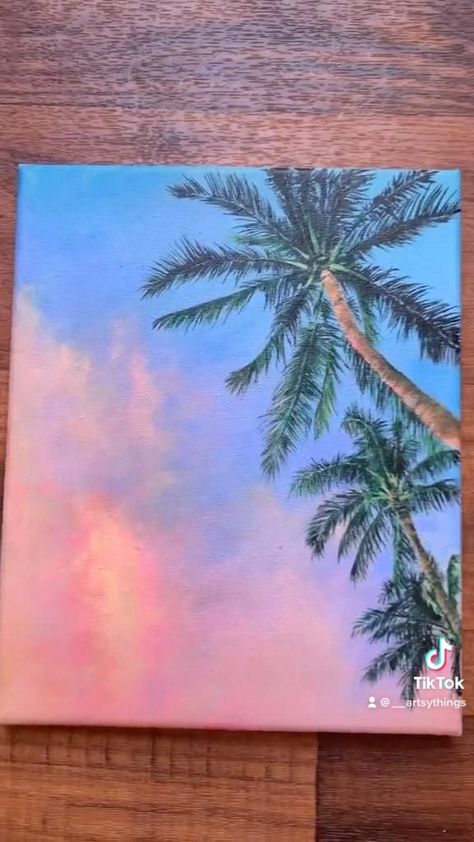 Art On Canvas Ideas Acrylics, Aesthetic Things To Paint On Canvas, Creative Painting Ideas On Canvas, Sky Art Painting, Canvas Painting Tutorials, Cute Canvas Paintings, Abstract Art Painting Diy, Landscape Art Painting, Painting Art Lesson