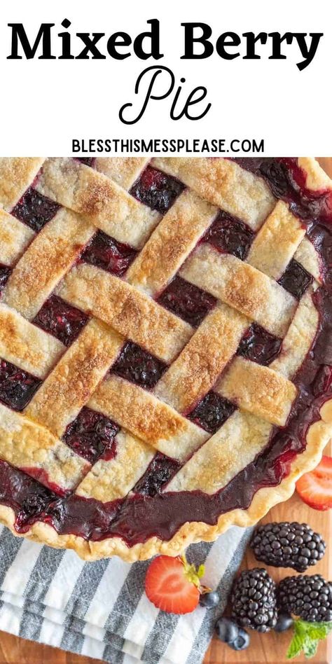 Mixed berry pie is make with raspberries, blueberries, blackberries, and strawberries and it's one of the best pies out there. This recipe is a family favorite and everyone cheers when I pull a berry pie from the oven. Berry Pie Filling Recipe, Frozen Berry Pie, Mixed Berry Pie Filling, Strawberry Blueberry Pie, Mixed Berry Pie Recipe, Berry Slab Pie, Berry Pie Filling, Berry Filling, Berry Pie Recipe