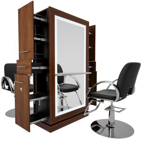 Styling Mirror, Hair Salon Stations, Barber Shop Interior, Salon Styling Stations, Space Saving Shoe Rack, Hair Stations, Salon Suites Decor, Hair Salon Interior, Salon Stations