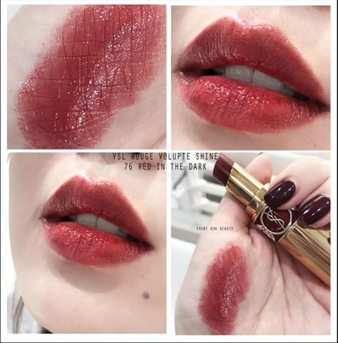 Winter Lip Color, Ysl Rouge Volupte Shine, Ysl Lip, Ysl Lipstick, Ysl Makeup, Lip Gloss Colors, Makeup Swatches, Lipstick Makeup, Makati