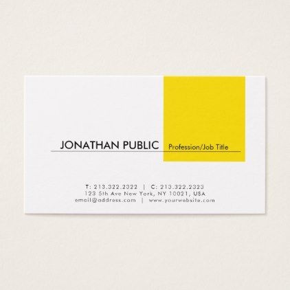 Yellow White Modern Professional Stylish Simple Business Card - beautiful gift idea present diy cyo Business Card Photographer, Business Cards Beauty, Simple Business Card, Yellow Business Card, Plain Yellow, Gifts Makeup, Business Card Minimalist, Salon Gifts, Business Cards Simple