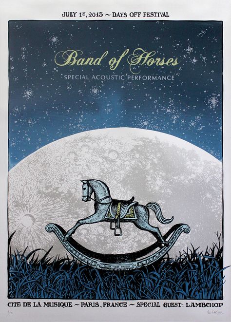 Band of Horses - Paris 2013 Screenprinted Poster, Horses Poster, Artist Posters, Band Of Horses, Concert Poster Art, Horse Posters, Poster Drawing, Music Posters, Tour Posters