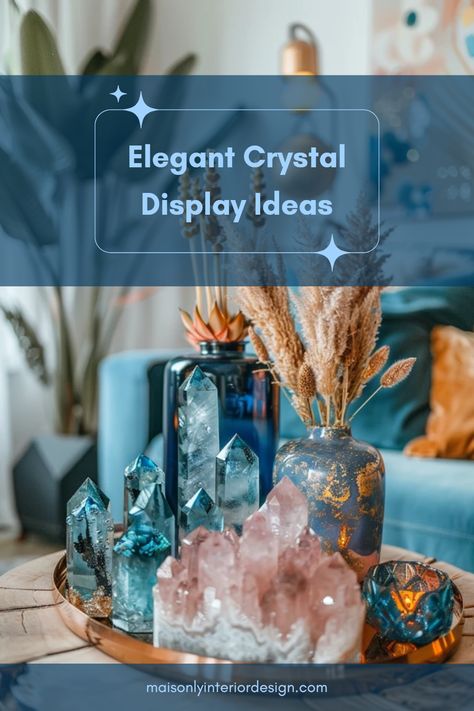 This pin showcases elegant crystal display ideas that instantly enhance home decor. Discover different styles and placements to create stunning visual focal points using beautiful crystals and clever arrangements. Crystal Mantle Decor, How To Decorate With Crystals, How To Store Crystals, Displaying Gemstones, How To Display Crystals, How To Display Crystals And Stones, Crystal Display Ideas Decor, Crystal Display Ideas Diy, Crystal Decor Ideas