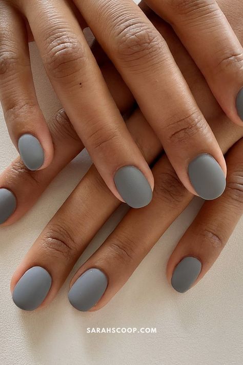 Matte Dark Grey Nails, Light Grey Matte Nails, Fall Nails Gray, Gel Nails Gray, Gray Nail Ideas, Gray Matte Nails, Matte Grey Nails, Dark Grey Nails, Grey Matte Nails