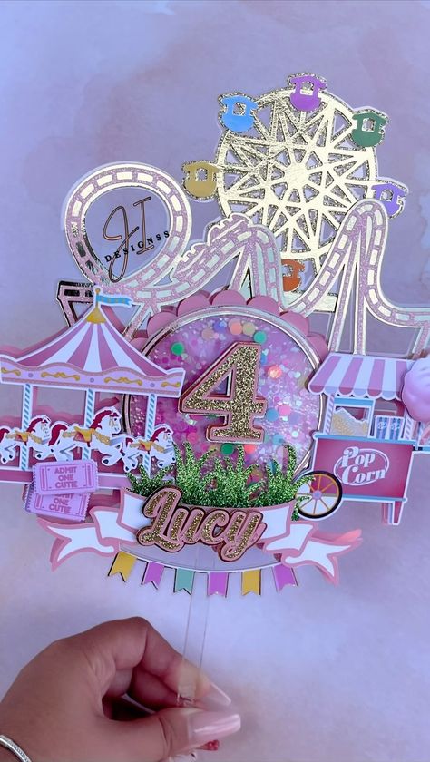 🎢🎡🎠🎟 . . . . . . . . #smallbusiness #cricut #caketopper #cardstock #cardstockcrafts #reels #etsy #etsysellersofinstagram… | Instagram Paper Cake Topper, Circuit Cake Toppers, Cricut Cake Topper, 3d Cake Topper Cricut Tutorial, Cake Shaker Topper, 3d Cake Toppers Disney, 3d Shaker Cake Toppers, Silhouette Cake Topper, Cardstock Crafts