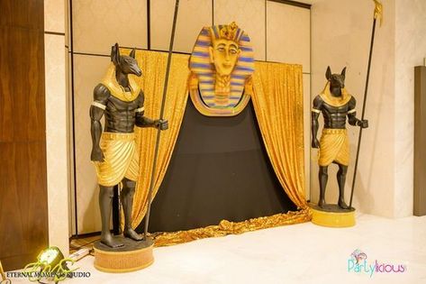 Egyptian Backdrop Diy, Egypt Decorations Diy, Egyptian Parade Float, Egyptian Vbs Decorations, Egypt Theme Party Decorations, Egyptian Decorations Party, Night At The Museum Decorations, Egyptian Halloween Party, Diy Egyptian Decor