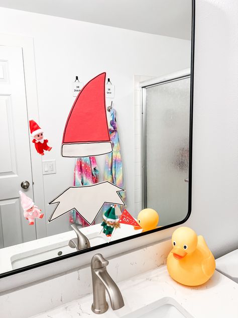 Day 15: Make Yourself an Elf 🤭 Items needed: Red and white dry-erase markers or glass paint pens Set-Up: Draw a lifesize elf hat and body on the mirror with the face missing so when your child looks in the mirror they see themselves dressed up like an elf :) Follow for more elf fun! Xo, Kathy & Jody #elfideas #elffun #elfmagic #christmasfun #christmasmagic Mirror Drawings, Elf Yourself, Easy Elf, Elf Kit, Elf Magic, Elf Fun, Glass Paint, Elf Ideas, Elf Hat