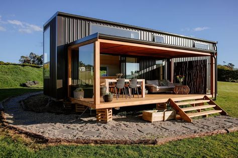 Two Lofts Connected by a “Bridge” Fit Inside These Tiny Homes - Dwell Staircase Outdoor, Tiny House Big Living, Dwell Magazine, House Big, Metal Siding, Lisa Design, Loft Interiors, Container House Plans, Container Shop