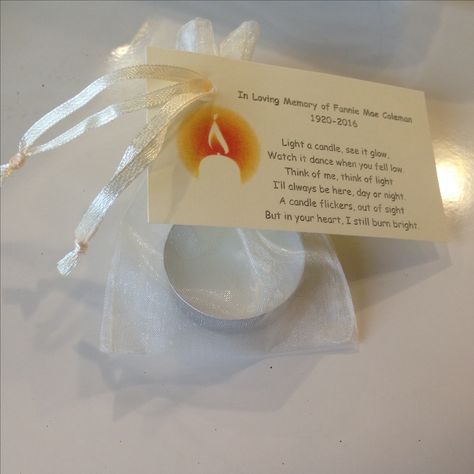 Memorial Favors Ideas, Memorial Party Ideas, Candlelight Vigil Ideas, Memorial Centerpieces, Memorial Service Ideas, Votive Candle Favors, Memorial Service Decorations, Anarchy Quotes, Candlelight Vigil