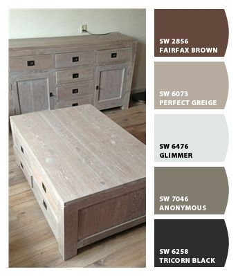 Driftwood Greige / Paint colors by Sherwin-Williams / SW ... | Paint Sw Glimmer, Sw Anonymous, Sw Perfect Greige, Sw Tricorn Black, Sherwin Williams Perfect Greige, Perfect Greige, Coastal Paint Colors, Tricorn Black, Greige Paint Colors