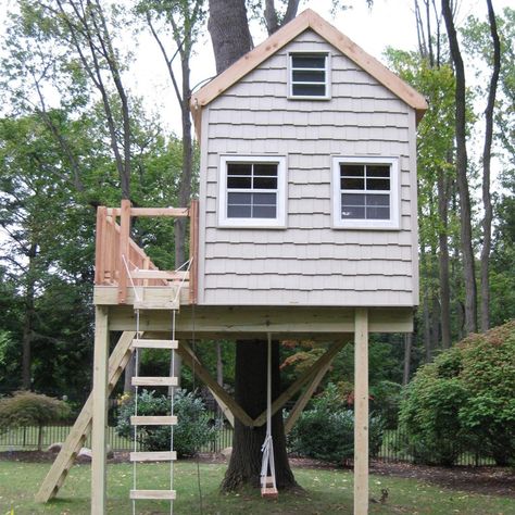 1 Tree and 2 Posts Tree House Plans – Treehouse Supplies Hardware Tree, Treehouse Plans, Tree Platform, Custom Treehouse, Treehouse Construction, Backyard Treehouse, Hammock Netting, Building A Treehouse, Tree House Plans